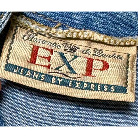 EXPRESS Vintage 80's Denim Long Sleeve Midi Dress Button Front V-Neck, Sz 6 - Picture 11 of 13